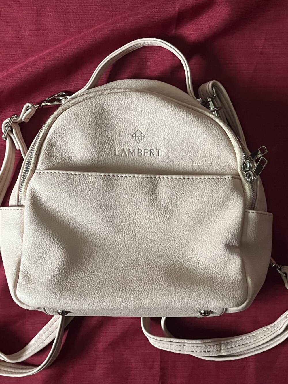 Lambert mini convertible  leatbackpack crossbody bag, blush pink for women.